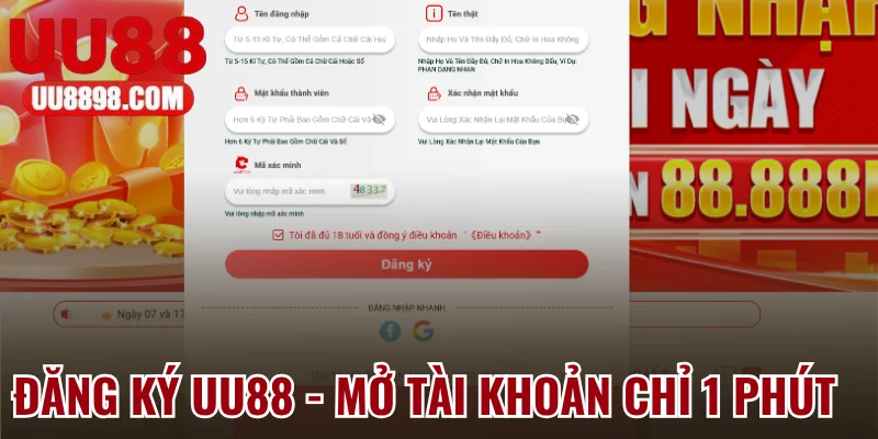 Đăng Ký UU88 - Chỉ Dẫn Mở Tài Khoản Nhanh Chỉ 1 Phút